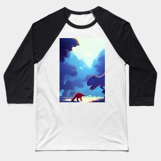 SCARY BLUE AND PURPLE DINOSAUR IN THE TREES Baseball T-Shirt